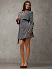 Elegant Wrap Suit Jacket Grey - 5