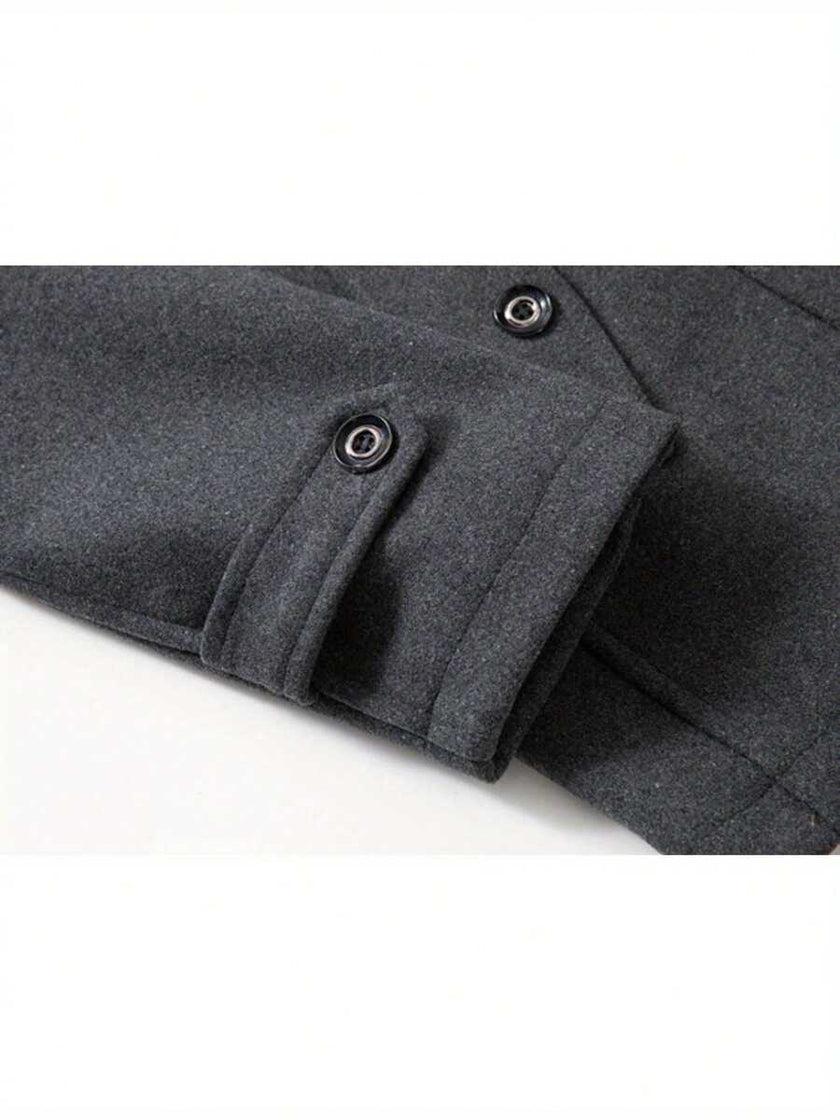 Slim Woolen Business Coat Gray - 5