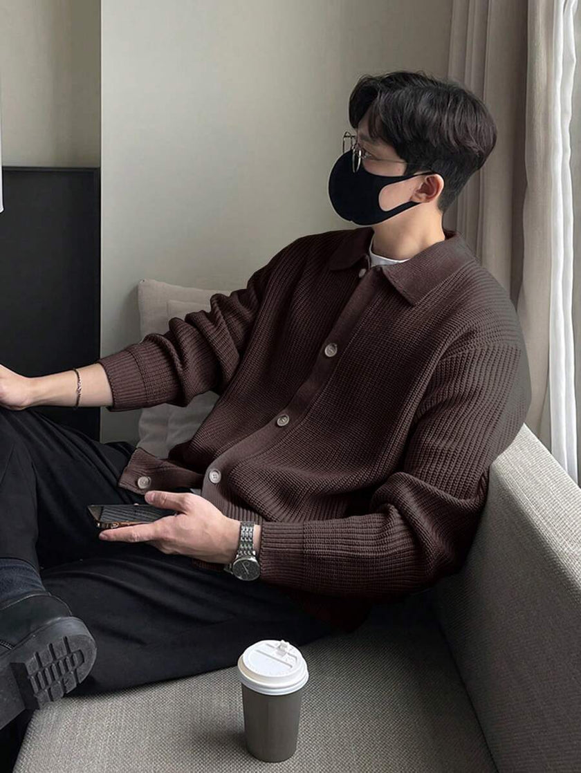 Casual Cardigan Camel Knit - 19