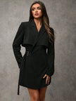 Elegant Wrap Suit Jacket Grey - 10