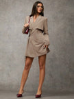 Elegant Wrap Suit Jacket Grey - 16