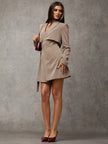 Elegant Wrap Suit Jacket Grey - 17