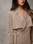 Elegant Wrap Suit Jacket Grey - 18