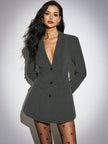 Elegant Blazer Jacket Dark Grey - 2