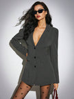 Elegant Blazer Jacket Dark Grey - 3