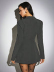 Elegant Blazer Jacket Dark Grey - 5
