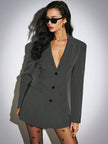 Elegant Blazer Jacket Dark Grey - 6