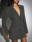 Elegant Blazer Jacket Dark Grey - 7