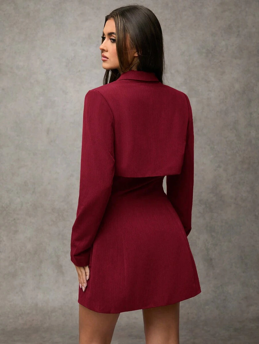 Elegant Wrap Suit Jacket Grey - 20