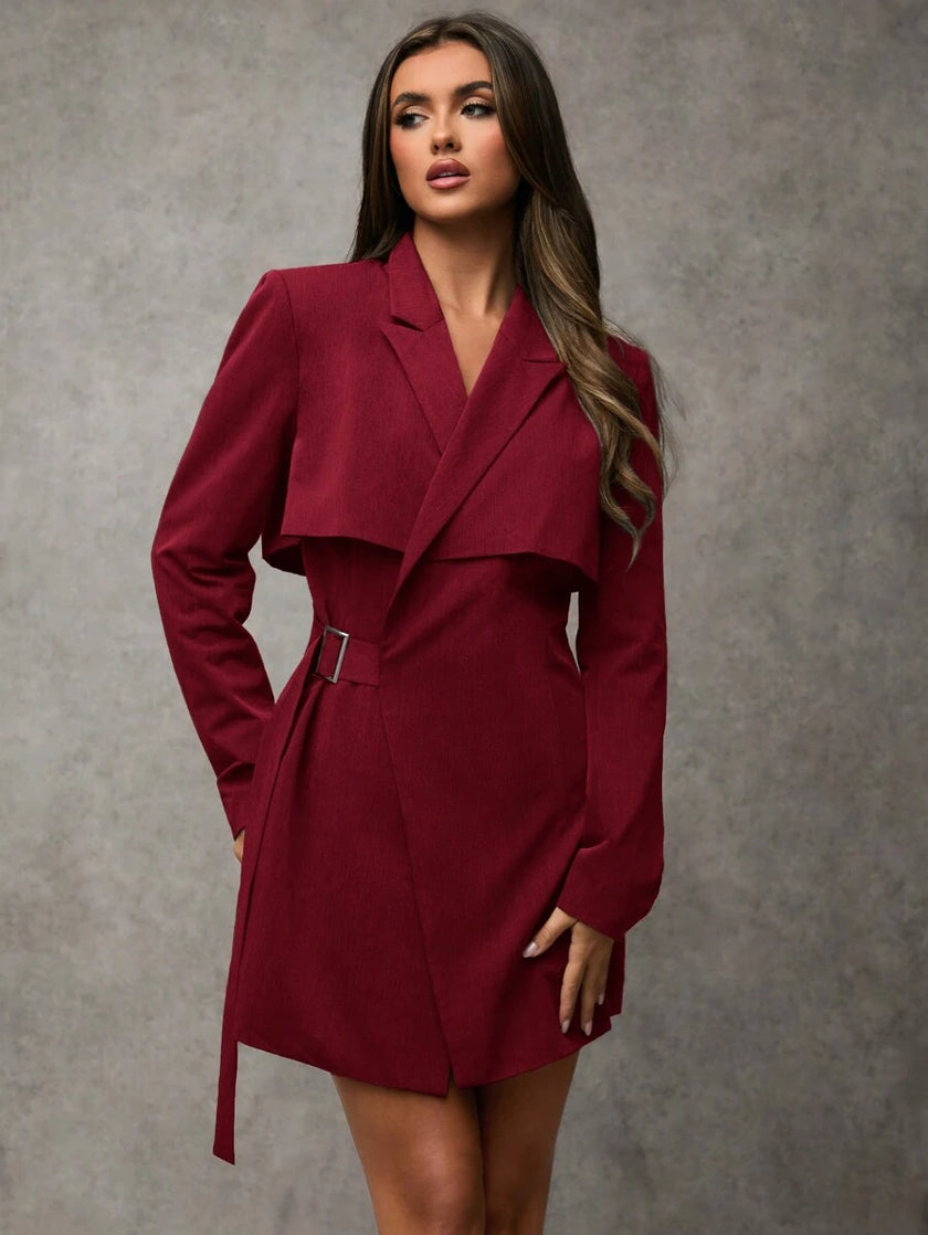 Elegant Wrap Suit Jacket Grey - 21