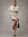 Elegant Wrap Suit Jacket Grey - 25