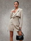 Elegant Wrap Suit Jacket Grey - 29