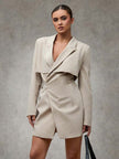 Elegant Wrap Suit Jacket Grey - 30
