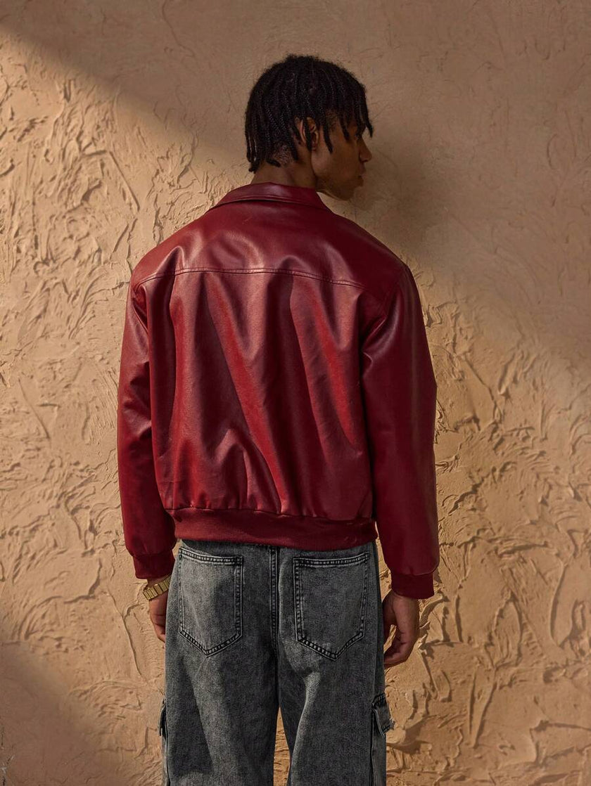 Red PU Leather Jacket - 2