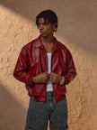 Red PU Leather Jacket - 4