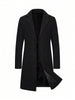 Solid Woolen Overcoat Black - 1