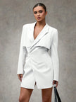 Elegant Wrap Suit Jacket Grey - 37