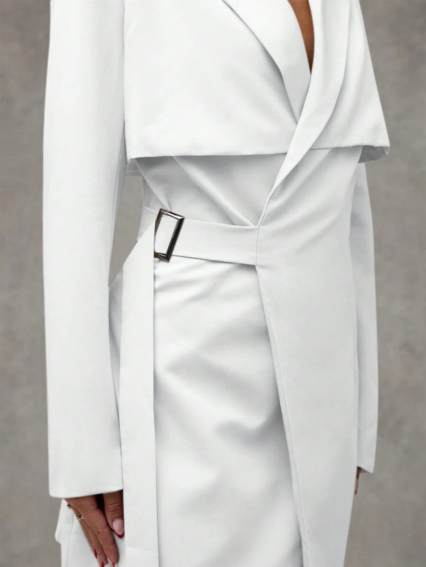 Elegant Wrap Suit Jacket Grey - 38