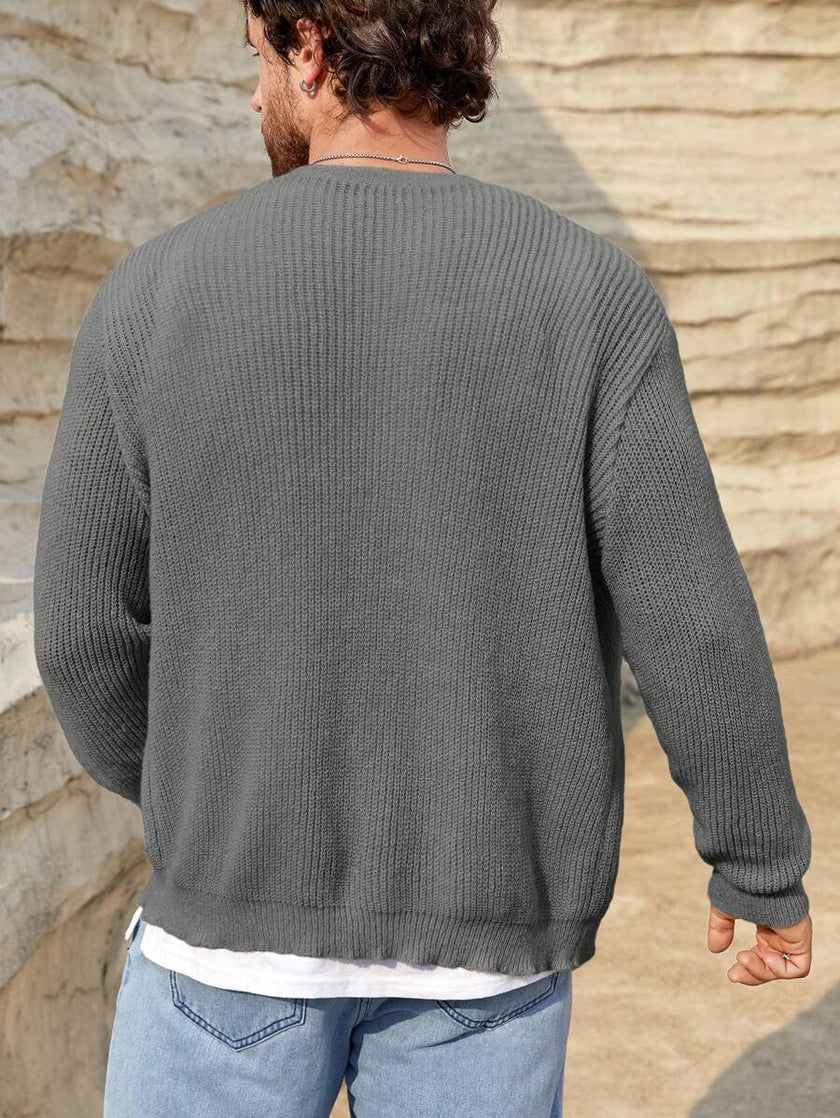 Chunky Long Cardigan Beige Knit - 8