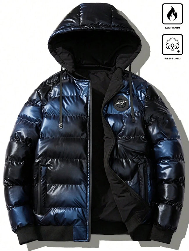 Padded Hooded Coat Blue - 2