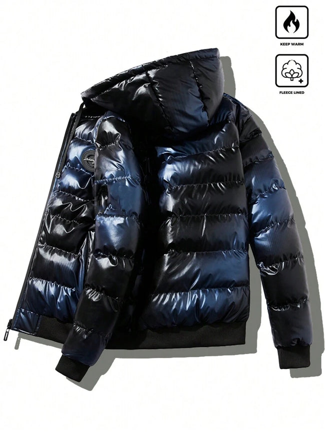 Padded Hooded Coat Blue - 1