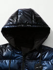 Padded Hooded Coat Blue - 3