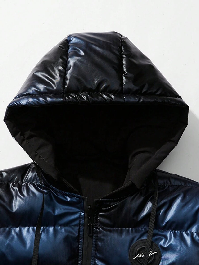 Padded Hooded Coat Blue - 3