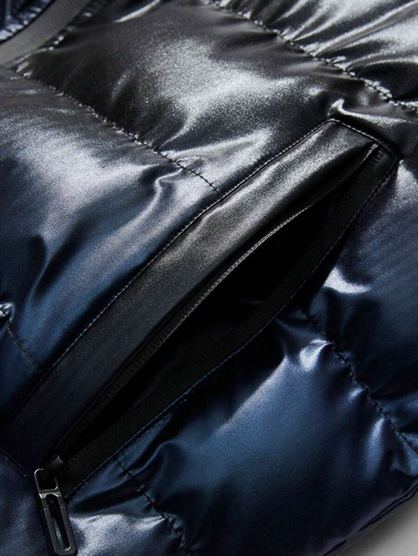 Padded Hooded Coat Blue - 4