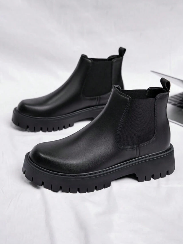 Black High-Top Casual Boots - 1