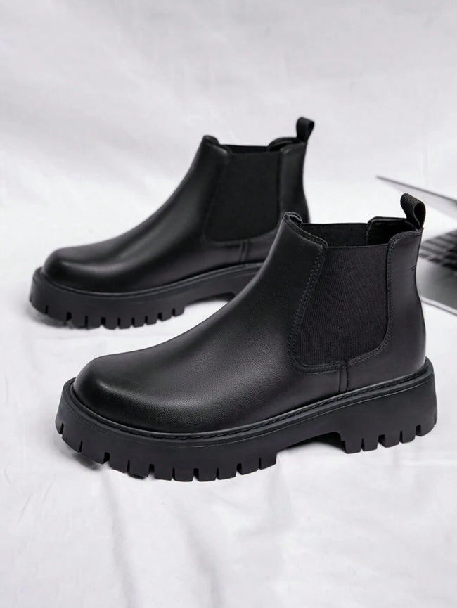 Black High-Top Casual Boots - 1