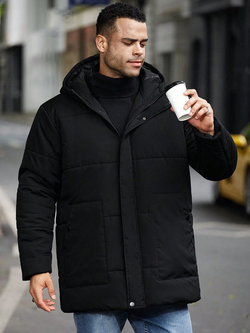 Padded Hooded Jacket Black - 5