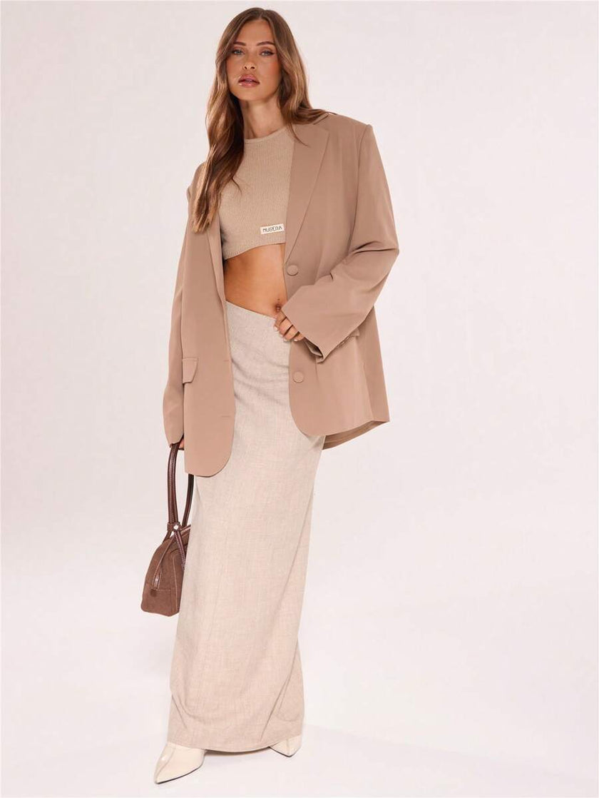 Elegant Blazer Dress Brown - 7