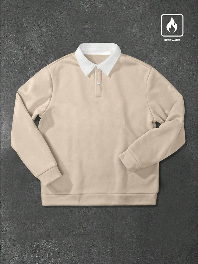 Loose Fit Polo Neck Sweatshirt - 1