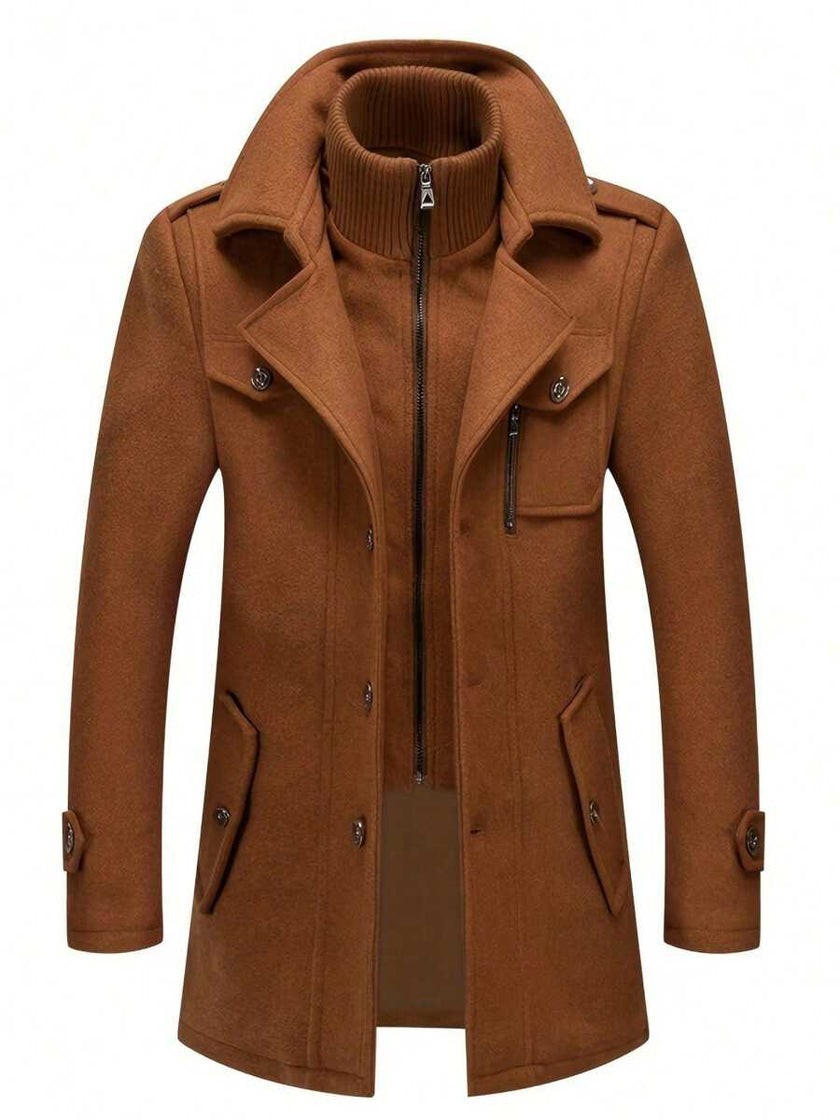 Slim Woolen Business Coat Gray - 7