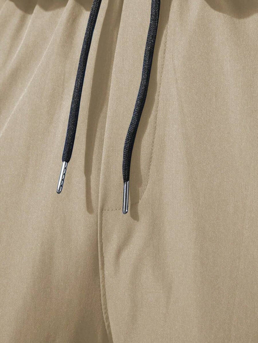 Black Cargo Trousers Drawstring