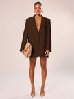 Elegant Blazer Dress Brown - 16
