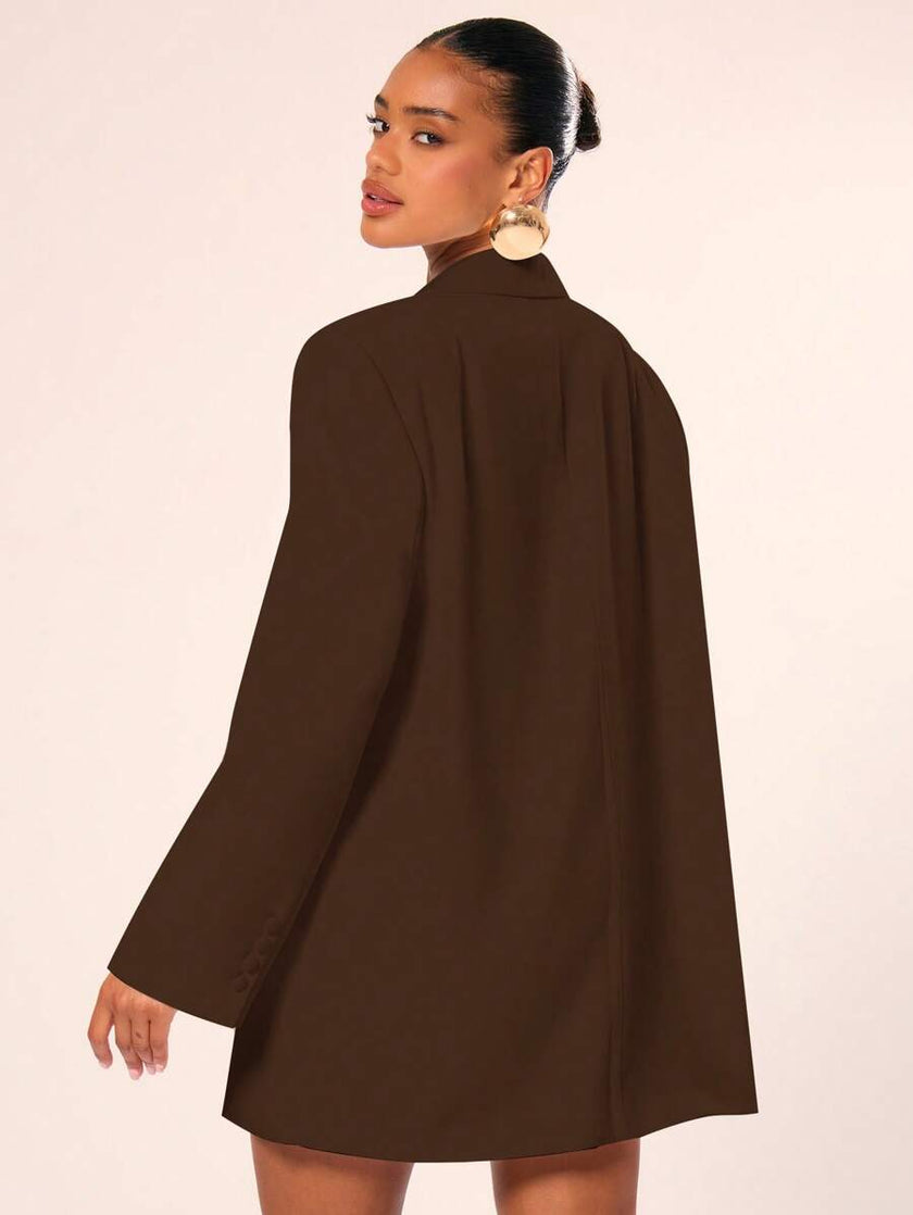 Elegant Blazer Dress Brown - 17