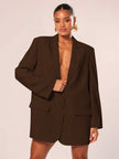 Elegant Blazer Dress Brown - 18