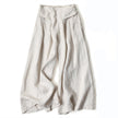 Liam - Stones Plain Color Cotton Linen High Waist Wide Leg Pants With Pockets