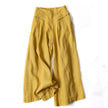 Liam - Stones Plain Color Cotton Linen High Waist Wide Leg Pants With Pockets