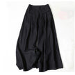 Liam - Stones Plain Color Cotton Linen High Waist Wide Leg Pants With Pockets