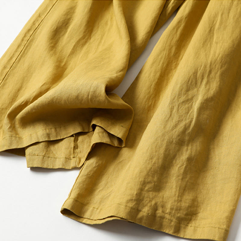 FJØRNA lightweight high waist summer trousers for women with wide legs and front pockets, casual and stylish fit.