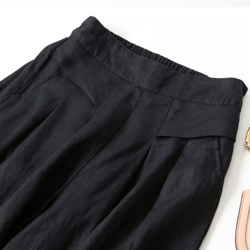FJØRNA lightweight summer trousers for women, high waist wide leg design with pockets, casual and comfortable fit.