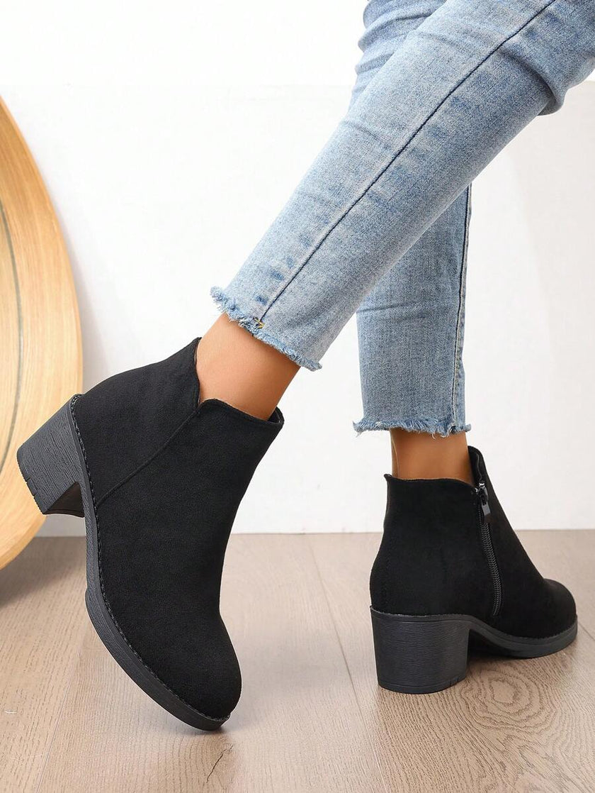 Chunky Black Ankle Boots - 4