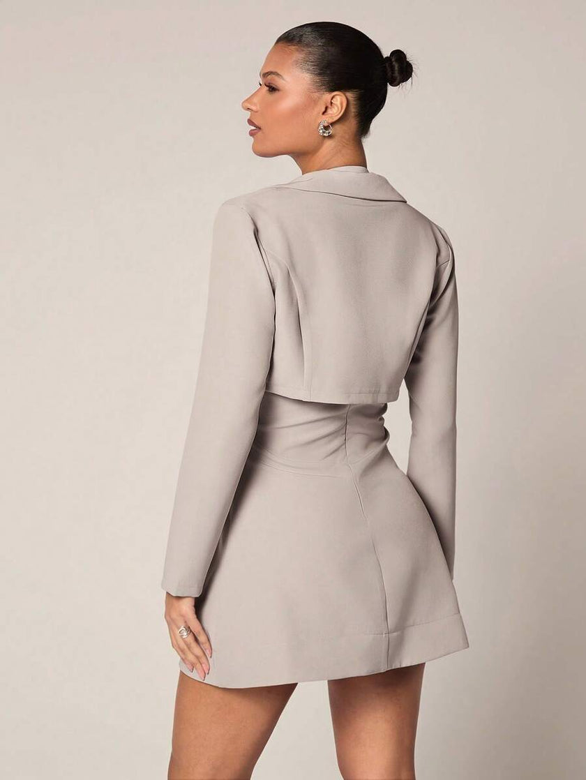 Elegant Blazer Set Taupe - 2