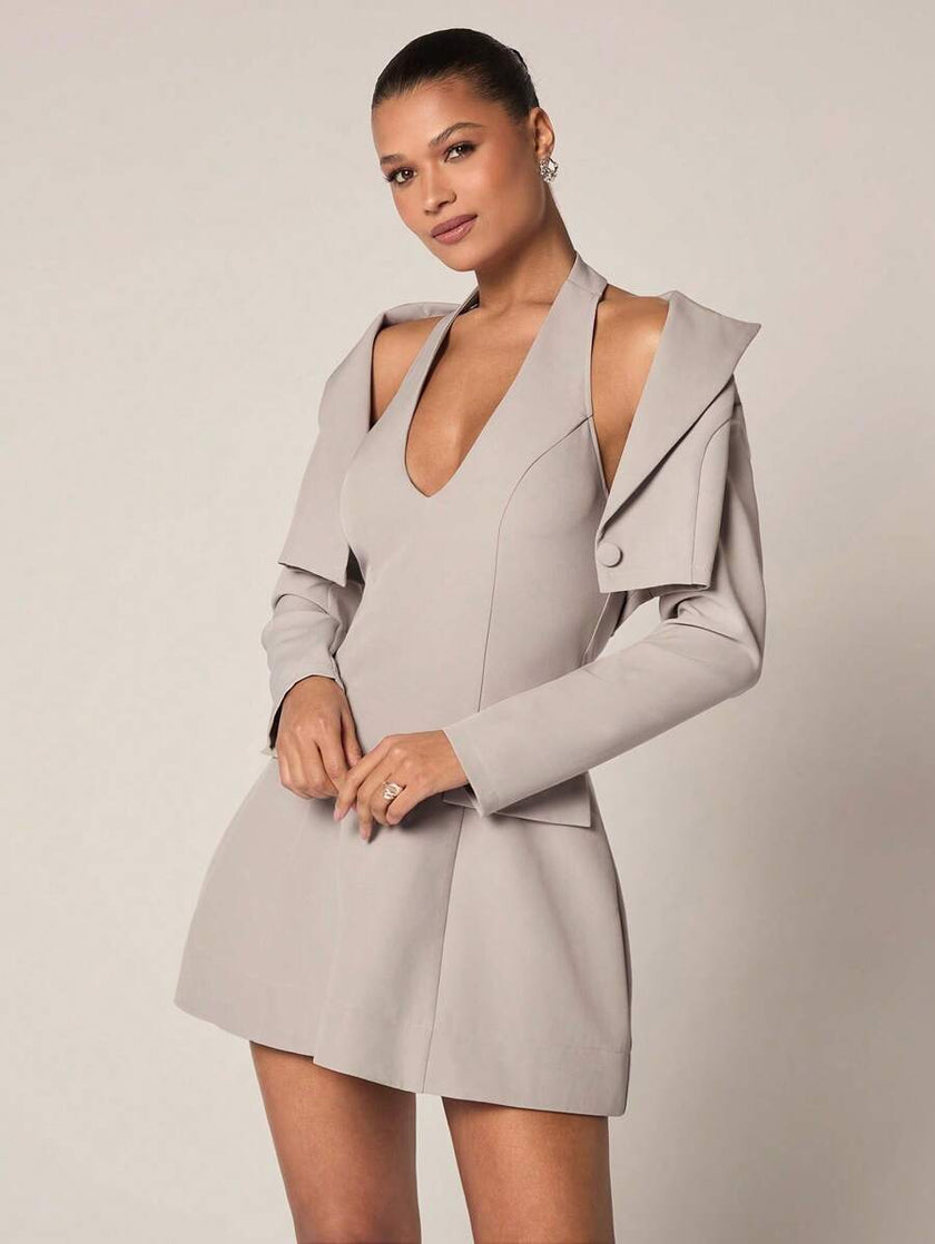 Elegant Blazer Set Taupe - 1