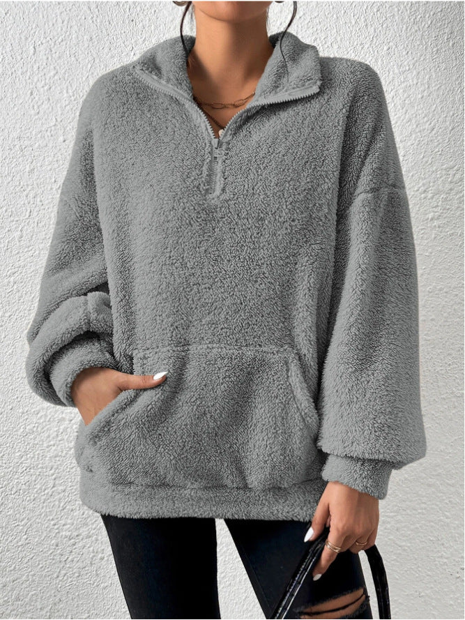 Plush Stand Collar Sweater