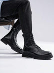Black Combat Boots High Top - 12