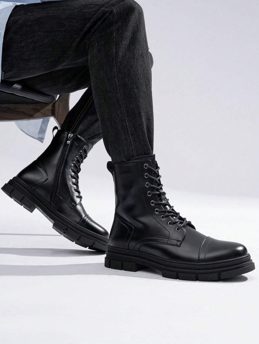Black Combat Boots High Top - 12