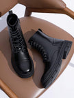 Black Combat Boots High Top - 8